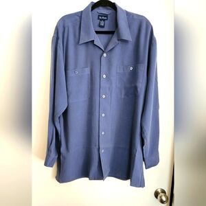 Paul Fredrick Mens XL Blue Silk Long Sleeve Button Up Shirt
